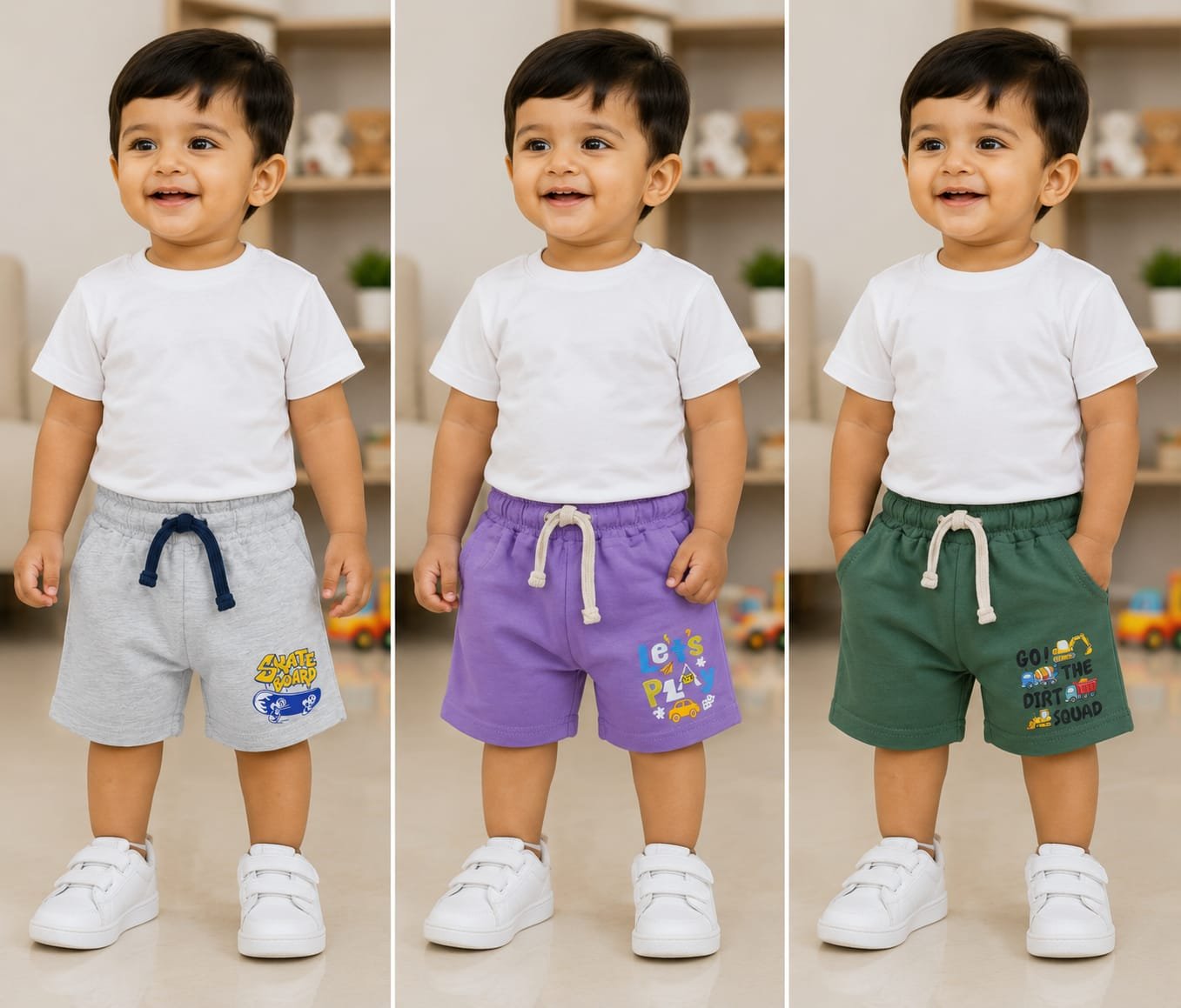 D&C Baby boy loopknit shorts in grey