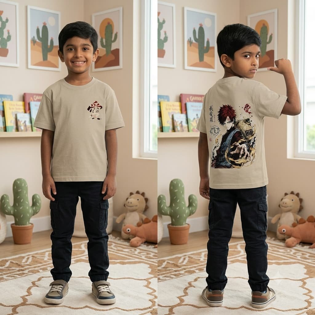 NARUTO Anime drop-shoulder boys T-shirt in green
